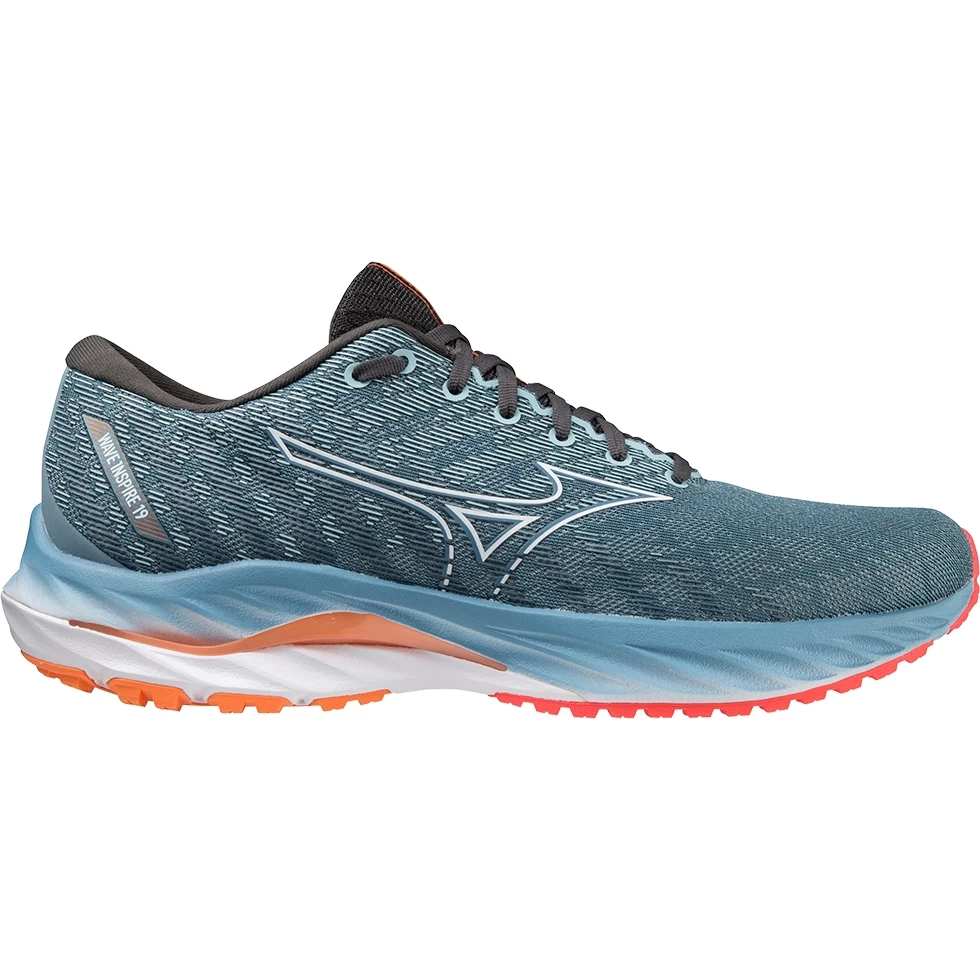 Mizuno Wave Inspire 19 Running Shoes Men - Provincial Blue / White / Light Orange 2 Mizuno Wave Inspire 19 Running Shoes Men - Provincial Blue / White / Light Orange - Image 2