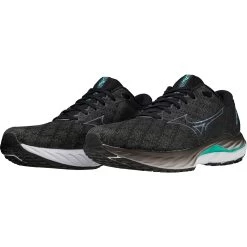 Mizuno Wave Inspire 19 Wide Running Shoes Men - Black / Metallic Gray / Biscay Green -Mizuno Store mizuno wave inspire 19 wide running shoes black metallic gray biscay green 4 1399146