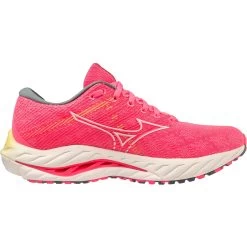 Mizuno Wave Inspire 19 Running Shoes Women - High-Vis Pink / Snow White / Luminous -Mizuno Store mizuno wave inspire 19 womens running shoes high vis pink snow white luminous 6 1503747