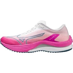 Mizuno Wave Rebellion Flash Running Shoes Women - White / Silver / Magnificent Magenta