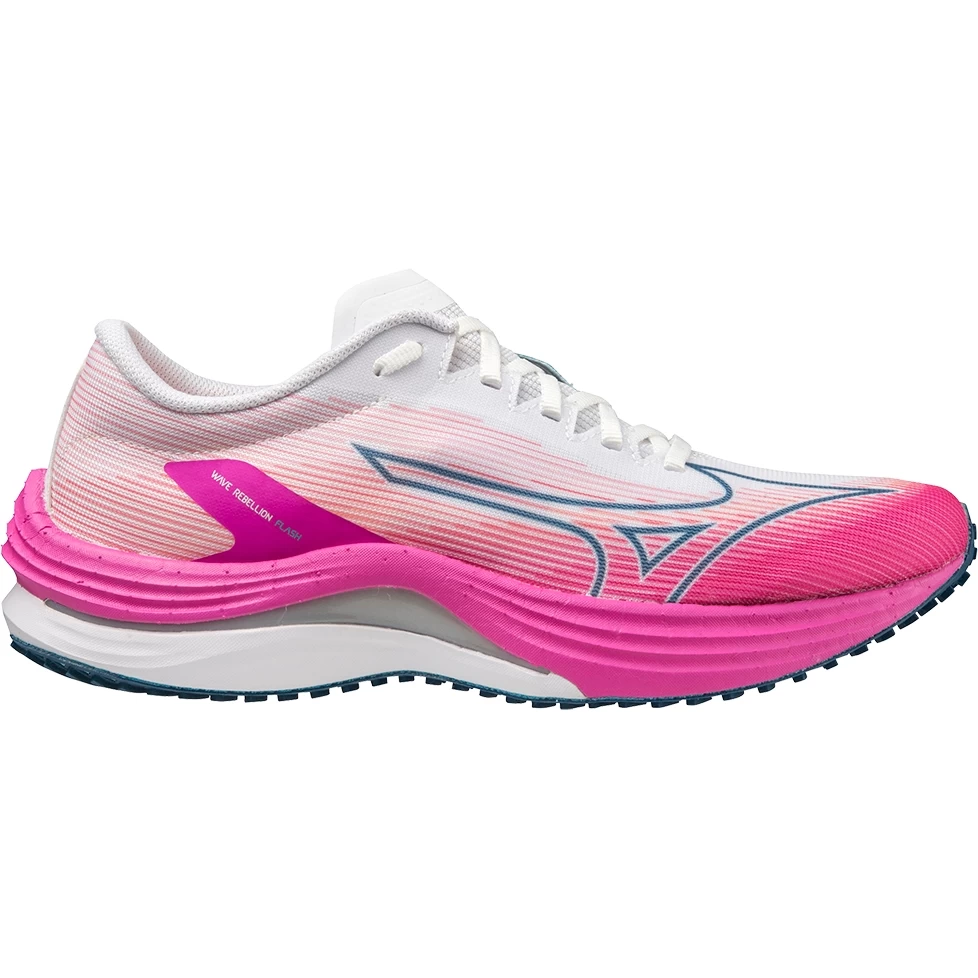 Mizuno Wave Rebellion Flash Running Shoes Women - White / Silver / Magnificent Magenta 2 Mizuno Wave Rebellion Flash Running Shoes Women - White / Silver / Magnificent Magenta - Image 2