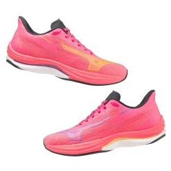 Mizuno Wave Rebellion Sonic Running Shoes Women - High-Vis Pink / Purple Punch / Ombre Blue -Mizuno Store mizuno wave rebellion sonic womens running shoes high vis pink purple punch ombre blue 3 1503820 1538064
