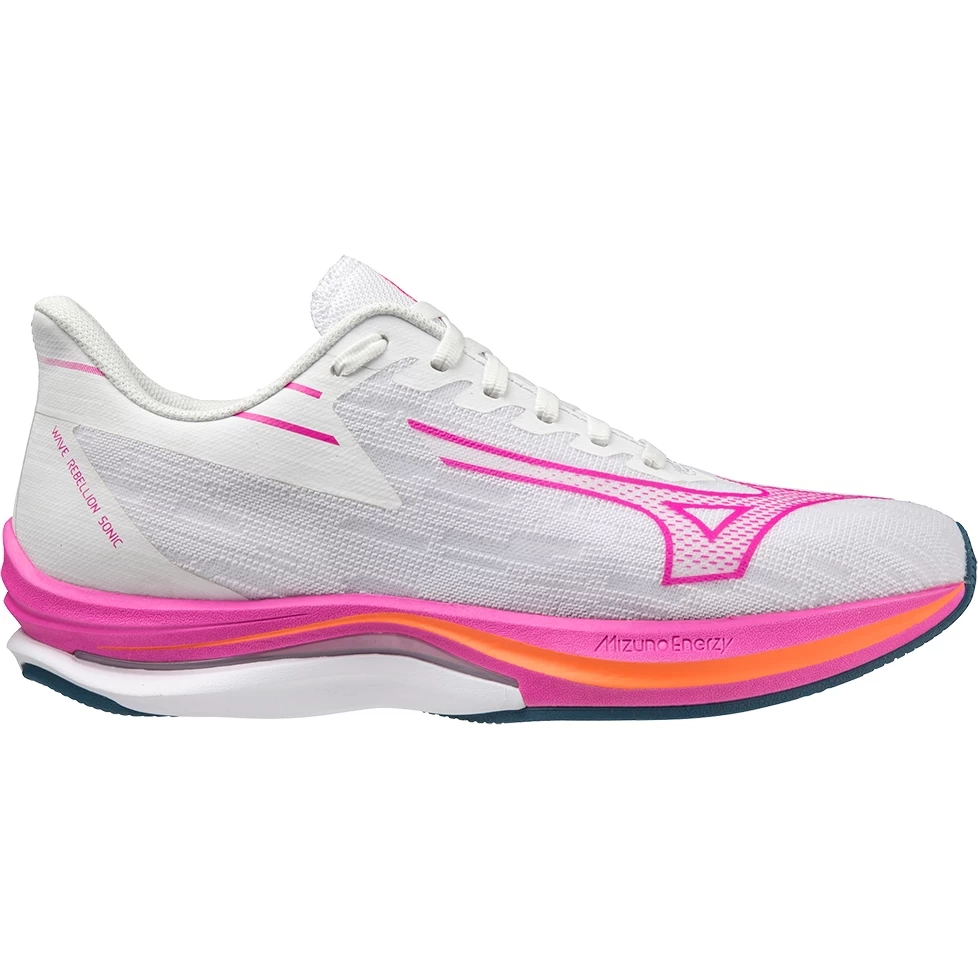 Mizuno Wave Rebellion Sonic Running Shoes Women - White / Magnificent Magenta / Blue Ashes 2 Mizuno Wave Rebellion Sonic Running Shoes Women - White / Magnificent Magenta / Blue Ashes - Image 2