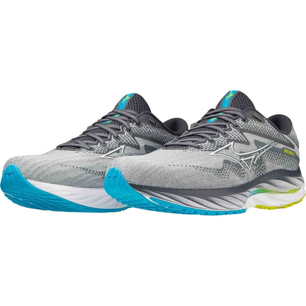Mizuno Wave Rider 27 Running Shoes Men - Pearl Blue / White / Bolt 2 2 Mizuno Wave Rider 27 Running Shoes Men - Pearl Blue / White / Bolt 2 - Image 2