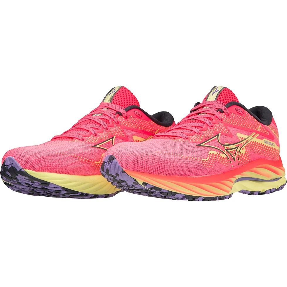 Mizuno Wave Rider 27 Running Shoes Women - High-Vis Pink / Ombre Blue / Luminous 2 Mizuno Wave Rider 27 Running Shoes Women - High-Vis Pink / Ombre Blue / Luminous - Image 2
