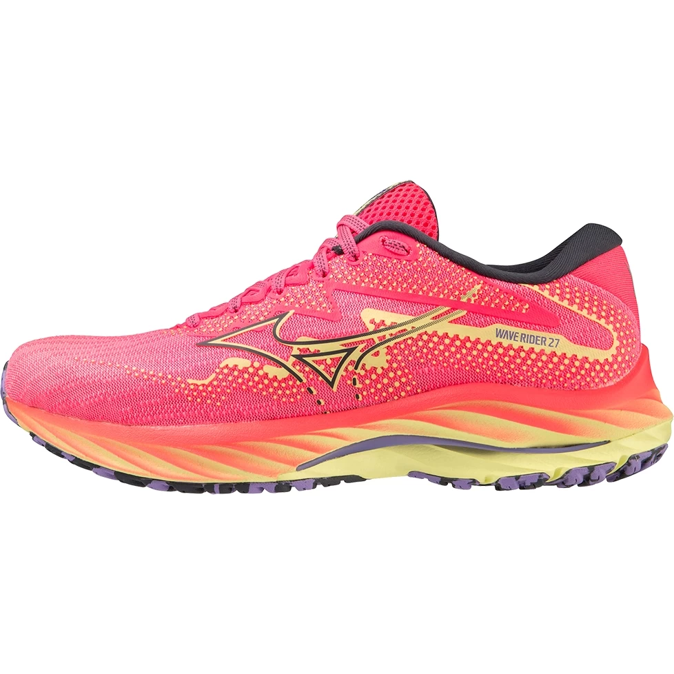 Mizuno Wave Rider 27 Running Shoes Women - High-Vis Pink / Ombre Blue / Luminous 5 Mizuno Wave Rider 27 Running Shoes Women - High-Vis Pink / Ombre Blue / Luminous - Image 5