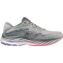 Mizuno Wave Rider 27 Running Shoes Women - Pearl Blue / White / High-Vis Pink -Mizuno Store mizuno wave rider 27 womens running shoes pearl blue white high vis pink 6 1503995