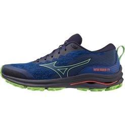 Mizuno Wave Rider TT Trail Running Shoes Men - Blue Depths / Techno Green / Neon Flame