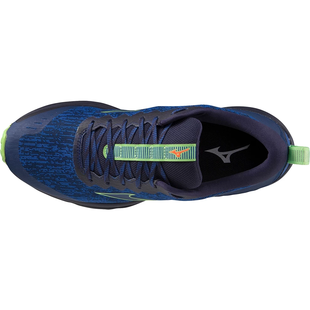 Mizuno Wave Rider TT Trail Running Shoes Men - Blue Depths / Techno Green / Neon Flame 3 Mizuno Wave Rider TT Trail Running Shoes Men - Blue Depths / Techno Green / Neon Flame - Image 3