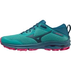 Mizuno Wave Rider TT Running Shoes Women - Lagoon / Moroccan Blue / Pink Peacock